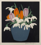 JOHN HALL THORPE (1874-1947), Crocus and Snowdrops, woodcut, signed in pencil lower right "Hall Thorpe", ​19 x 18cm