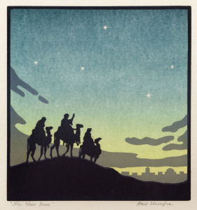JOHN HALL THORPE (1874-1947), The Wise Men, woodcut, signed in pencil lower right "Hall Thorpe", ​titled in the lower margin, ​19 x 18cm