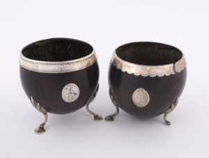 Two antique silver mounted coconut bowls 18th/19th century, ​10cm high
