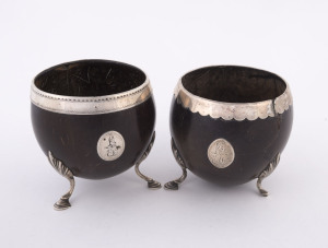 Two antique silver mounted coconut bowls 18th/19th century, 10cm high