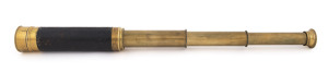 An antique English pocket telescope, leather bound brass, 19th century, 42cm long