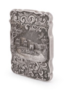 NATHANIEL MILLS "Buckingham Palace" castle top sterling silver calling card case, stamped N.M. for Nathaniel Mills, Birmingham, circa 1843. A seldom seen view of the palace before the third major renovations which were completed in the latter part of the - 2