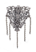 An antique English sterling silver chatelaine clip, Birmingham, circa 1901, ​13cm high