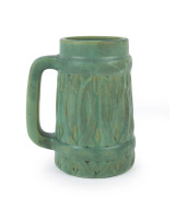 TECO American art pottery glazed tankard with bulrush motif, late 19th century, stamped "Teco, Teco" to the base, 15cm high