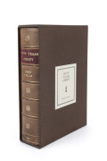 TAYLOR, Derek; HARRISON, George, FIFTY YEARS ADRIFT. [Genesis Publications Ltd, Guildford, 1984]. Signed by Derek Taylor and George Harrison. Limited to 2000 numbered copies of which this #917. Publisher's original dark brown half leather, with five raise