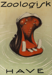 SVEN BRASCH (1886-1970) ZOOLOGISK HAVE, 1924 The Hippopotamus, printed by Sylvester Hvid, Copenhagen , 79 x 55cm (sight); (framed & glazed, 108.5 x 79cm overall).