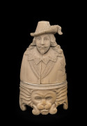 An antique dieppe French ivory figural triptych in the form a musketeer, 18th/19th century, 15cm high - 2