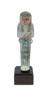 A rare Egyptian shabti figure with red faced finish, 19th Dynasty, circa 1293-1240 BC, with B.C. Galleries (Armadale, Victoria) CofA, 14.5cm high