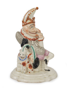 A rare STAFFORDSHIRE "Punch" statue, circa 1840, one of only a handful made purported to be Christmas presents for the directors of Punch Magazine, 30cm high