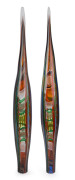SIGNORETTI stunning pair of Italian Murano glass canoe shaped architectural features with battuto cold work and aventurina canes plus accompanying certificate and documentation. In original boxes with wall bracket mounts. Purchased in 2013 for &euro;8,000. 92