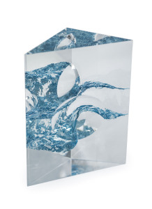 ANDREJ JAKAB superb art glass sculpture titled "Oscillation", 27cm high, 19cm wide, 8.5cm deep