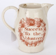 NAPOLEON antique creamware jug, probably Liverpool, transfer printed in red, "The Governor of Europe Stoped in his Career", 13cm high - 2