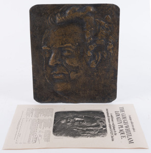 THE GOUGH WHITLAM LOYALTY PLAQUE, Drago Marin CHERINA (Croatia/Australia, b.1949). The Gough Whitlam Loyalty Plaque, 1975 bronze wall plaque, signed "CHERINA" lower left, 26.5 x 21.7cm (plaque).