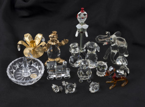 A group of crystal and glass animal ornaments etc, (14 items), the largest 8cm high