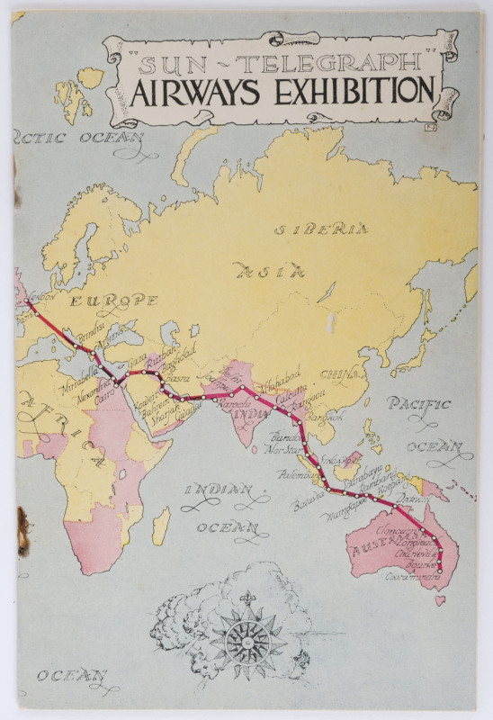 THE "SUN" - "TELEGRAPH" AIRWAYS EXHIBITION, February 1935 at the Sun-Telegraph Building, Sydney: a complete original catalogue for this important exhibition, 24pp + covers. The exhibition featured "A collection of photographs and exhibits illustrative of