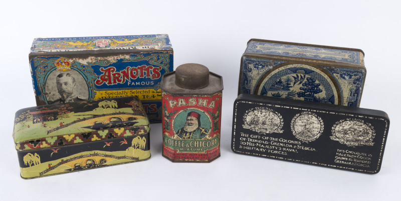 VINTAGE TINS: Small collection of 1900s-80 era larger tins, best is ...