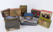 VINTAGE TINS: Small collection of 1900s-80 era larger tins, best is likely an early 1900s Pasha Coffee & Chicory mixture tin by Parsons Bros (Sydney), also "Gift of the Colonies...to His Majesty's Naval & Military Forces" chocolate tin by B.W. & M. Ltd (M - 2