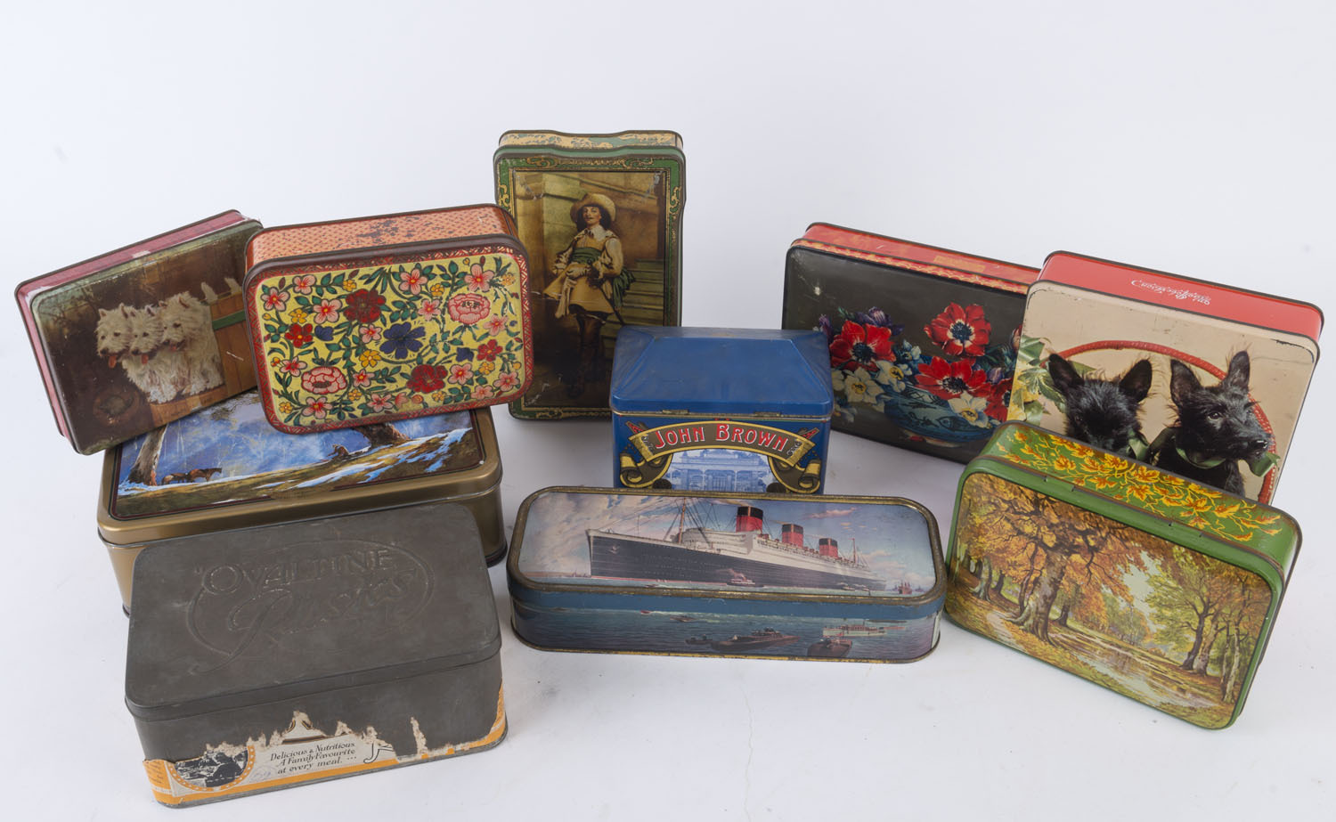 VINTAGE TINS: Small collection of 1900s-80 era larger tins, best is ...