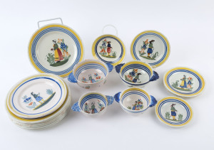 QUIMPER French earthenware plates and bowls (17 pieces), the largest 21cm diameter