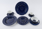 ARABIA "Valencia" Finish tableware, circa 1975, designed by Ulla Procop&eacute; (Finland, 1921-1968): a setting for six comprising of a dinner plate, a soup plate, a side plate, a dessert bowl and saucer, a coffee cup and saucer and a teacup and saucer. (54 item