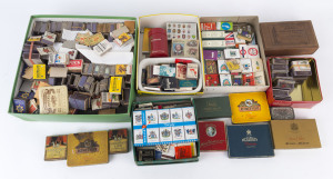 TOBACCIANA: Accumulation with a few cigarette tins including Mullins & West 'Covent' and Player's 'Country Life' (2), large quantity of matchboxes with some more unusual overseas types incl. 'William Shakespeare' four-box commemorative pack & 'Carnaby St'