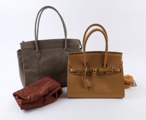 Two vintage emu hide handbags, late 20th century