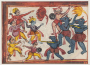 EARLY INDIAN ARTWORKS: A watercolour painting of Rama and his brother hunting the golden deer, Rajput School, early 19th century, approx. 9.5 x 14.5cm; also, two scenes back-to-back on a single sheet, similar age; both approx. 14 x 19cm.