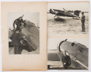 CHARLES KINGSFORD SMITH PHOTOS: A folder containing press photos and others, mainly featuring CKS but also his wife, Mary, the "Southern Cross", the "Lady Southern Cross", other aviators, etc. (20+ items). - 2