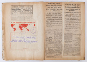 THE LOSS OF CHARLES KINGSFORD SMITH & TOMMY PETHYBRIDGE: A scrapbook containing many newspaper cuttings regarding their flight from England to Australia, during which they hoped to break the speed record established by Scott & Campbell-Black a year earlie