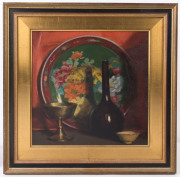 ARTIST UNKNOWN, still life, oil on board, 34 x 34cm.