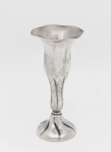 A German silver table vase, early 20th century, stamped "835" with crown and crescent mark, 19cm high, 90 grams