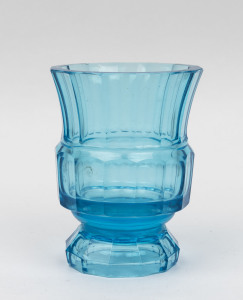 MOSER Bohemian blue art glass vase designed by JOSEF HOFFMANN, early 20th century, 18.5cm high, 14.5cm wide
