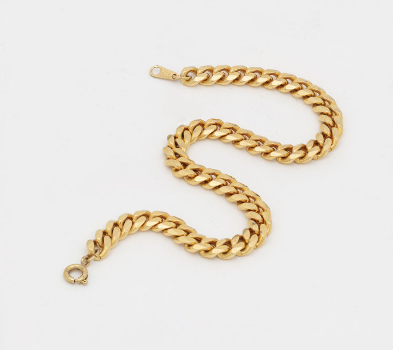 A Spanish gold plated curb link bracelet, 20th century, stamped "24K CHAP", ​20cm long