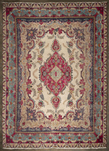 A large Persian hand-knotted rug, 20th century, ​(very worn) 400 x 300cm