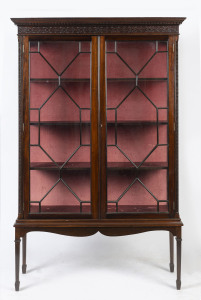 An English Chippendale Revival display cabinet, mahogany with astragal glazed doors, circa 1910, ​182cm high, 116cm wide, 39cm deep