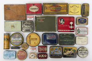 Twenty four assorted vintage and antique advertising tins, 19th and 20th century, ​the largest 17cm wide.