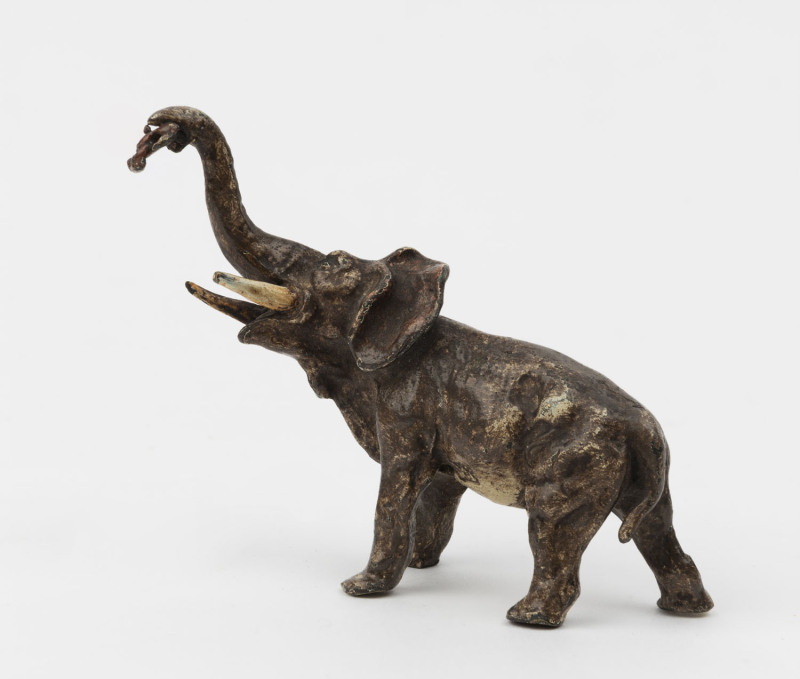 JOSEF BERGMAN, Austrian cold painted elephant statue, circa 1900, maker's stamp to underside, 8cm high