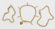 Three assorted gold bracelets, two x 9ct gold (4.5 grams) and one x 22ct gold (6 grams), 10.5 grams total