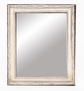 An English sterling silver photo frame with decorative border on velvet back, makers mark "K.F. Ltd.", London, circa 1920, 30cm high