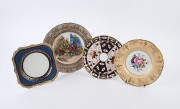 Four English porcelain cabinet plates by Royal Doulton and Royal Crown Derby, the largest 28cm diameter