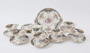 SHELLEY "Sheraton" English porcelain tea ware comprising six cups, saucers and plates, a milk jug and sandwich plate, (20 items), stamped "Shelley, Fine Bone China, Sheraton", the plate 26cm wide