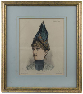 A set of three antique French fashion engravings in gilt frames, 19th century, 47 x 41cm overall