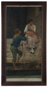 PEARS SOAP "The Fisherman's Wooing" chromolithograph advertising poster in timber frame, late 19th century, 94 x 49cm overall