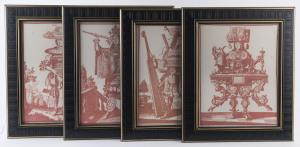 A set of eight decorator prints in black and gilt frames, 20th century, ​47 x 37cm overall