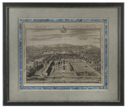 A set of six framed 18th century English engravings of country seats and houses including: I.) "Sherborn, The Seat of Sir Ralph Dutton Bar.t" II.) "Wotton, The Seat of Tho. Horton Esq." III.) "Kempsford, The Seat of The Lord Viscount Weymouth" IV.) "Leckh