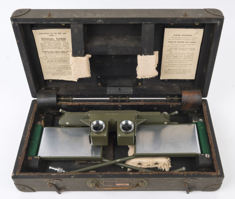 A vintage S.E.C. Stereoscope in original case, ​the case 44cm wide