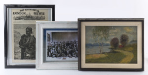 Three framed pictures, the largest 45 x 35cm overall