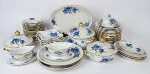 Vintage German porcelain tableware including tureens, serving platters, bowls, plates and dishes, 20th century, (55 pieces).