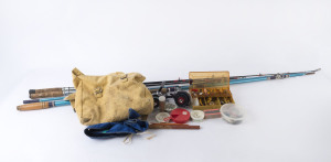 Assorted vintage fishing gear, rods and reels, mid to late 20th century,