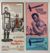 ADVENTURE AND SUSPENSE: 1960s-70s daybill posters, all Australian printers/publishers: "VANISHING POINT"' "Barry Newman"' "CHOSEN SURVIVORS", "GOLDEN NEEDLES", "THE BABY", "GOD FORGIVES "I DONT'T", "HAMMER", "STEEL ARENA" (7 items).